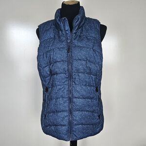 Green Tea Womens Large Puffer Vest Soft Faux Fur Lining Western Cottagecore
